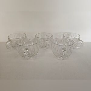 Vintage Hazel Atlas Williamsport Set of 5 Clear Punch Cups